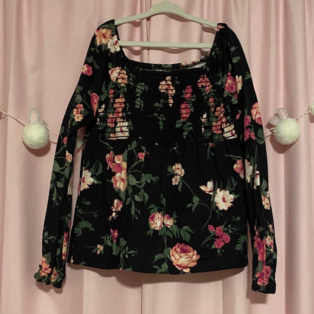 The Children's Place Black Floral Long Sleeve Blouse